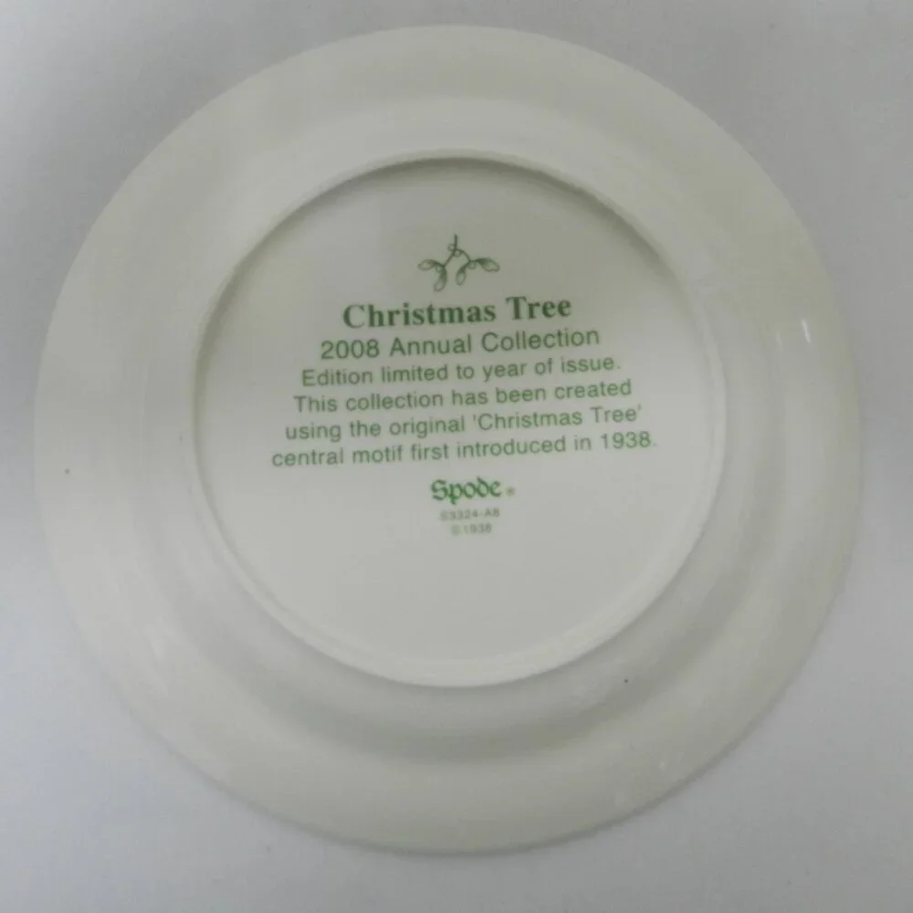 Spode 2008 Christmas salad side dessert Vintage Plate S3324 Porcelain Set Pair 2